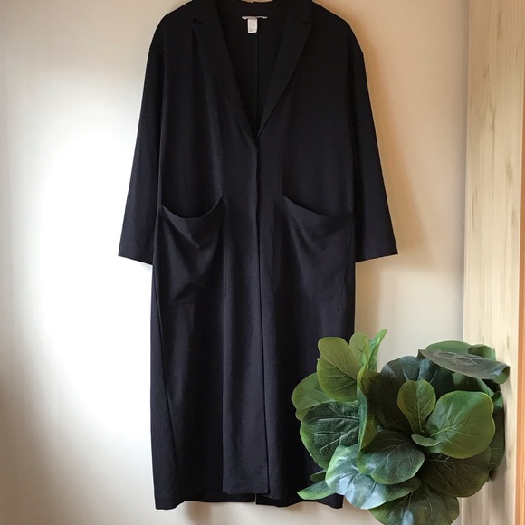 NWOT H&M Size 12 Black Longline Jacket Blazer - Picture 3 of 8
